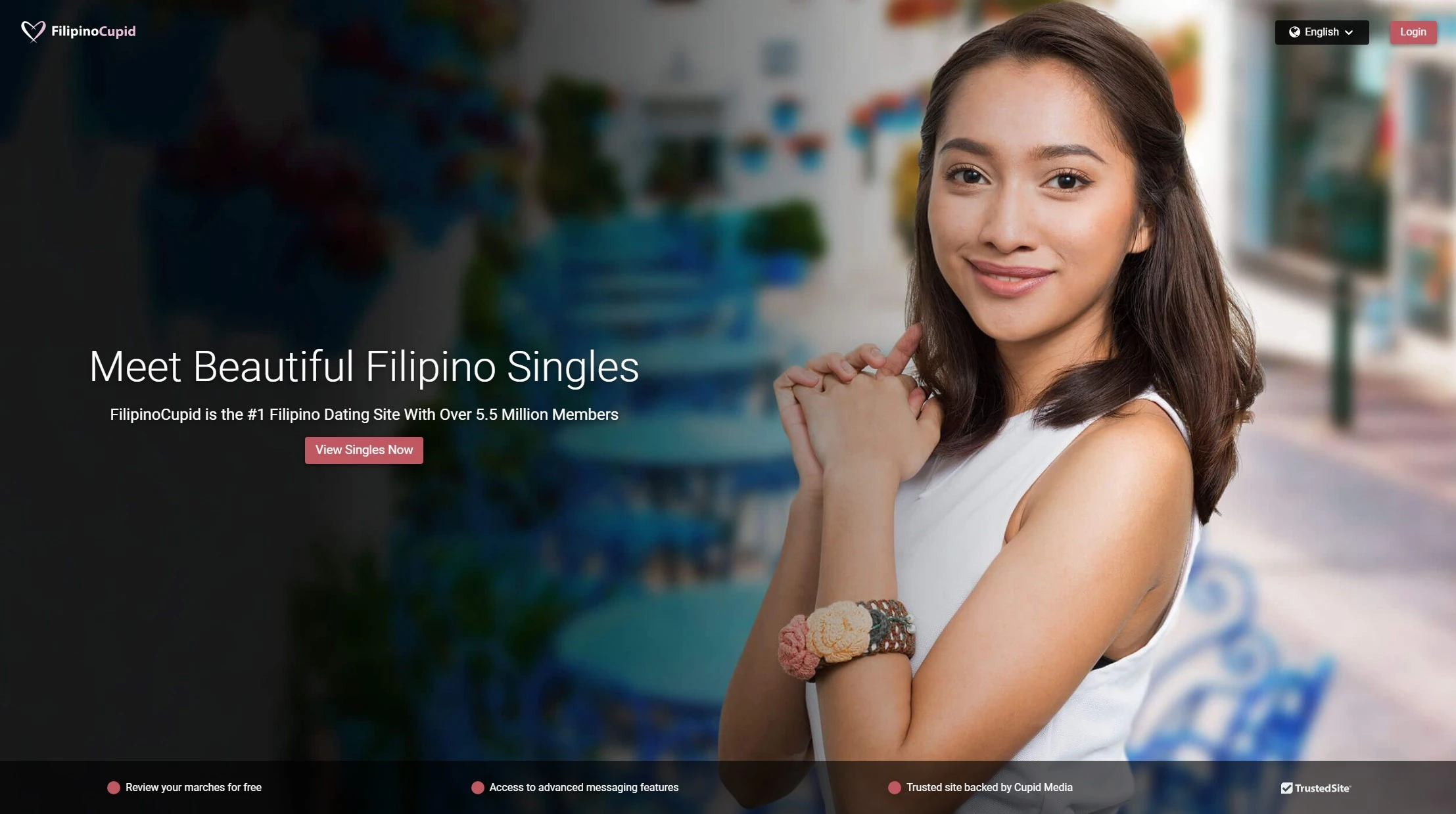 The homepage of the FilipinoCopid dating site.